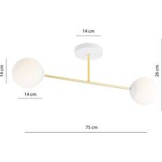 2 Hvid Opal Loftslampe Ø14 cm Max 10W