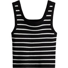 H&M Ribbed Singlet - Black/Striped (1280439001)
