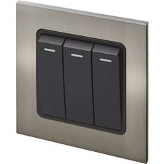 Silver Switches Retrotouch Aura BM11BN-R32B 3 Gang Rocker Light Switch