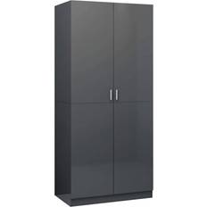 vidaXL Engineered Wood High Gloss Grey Garderob 90x200cm