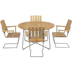 Grythyttan 9A+A2 - Untreated Teak/Hot-Dip Galvanized Matgrupp, 1 Bord inkl. 4 Stolar