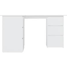 Plywoods Writing Desks vidaXL Corner White Writing Desk 100x145cm