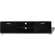 Sølv TV-borde vidaXL 243042 High Gloss Black TV-bord 120x35cm