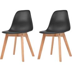 vidaXL Plastic Black Kitchen Chair 82cm 2pcs