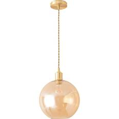 Pendant Lamps on sale ValueLights Bellamy Single Amber Glass Globe Brushed Gold LED Ceiling 134.5 x 25 x 25 cm Pendant Lamp