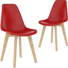 vidaXL Plastic Red Kitchen Chair 82cm 2pcs