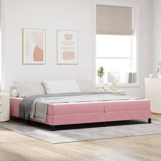 vidaXL Boxmadras Med Topmadras Lyserød 200 x 200 cm Fløjl Kontinentalseng