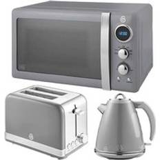 Swan Retro Grey 1.5L Kettle 2 Slice Toaster Set