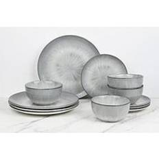 Reactive dinner set Waterside 12Pc Grey Star Reactive Glaze Dinner Set