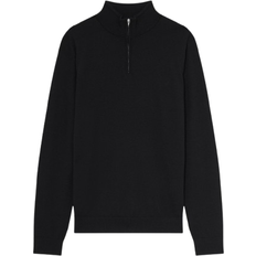 Reiss Blackhall Merino Wool Half Zip Jumper - Black