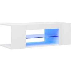 vidaXL Cabinet Led Light High Gloss White TV-bord 90x30cm