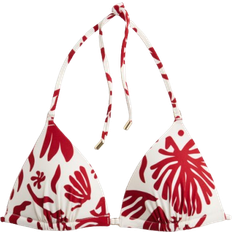 Polyamide Bikini Tops H&M Push Up Triangle Bikini Top - White/Dark Red Patterned