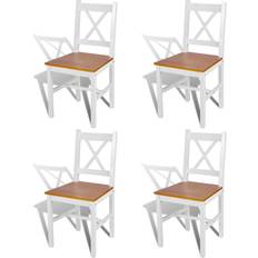 vidaXL 241513 White/Natural Kitchen Chair 86cm 4pcs