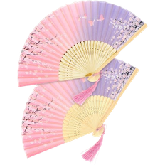 Shein 1pc Random Pattern Japanese Style Tassel Portable Folding Fan, Summer