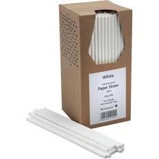White Straws Beaumont 8 Inch 6mm Bore Paper Straw Pack 250