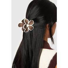 Hair Products boohoo Womens Contrast Flower Claw Clip Brown