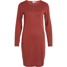 Vila Modala Long Sleeved Short Dress - Rust Red