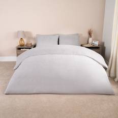 Brentfords Teddy Fleece Duvet Cover Silver, Grey (230x220cm)