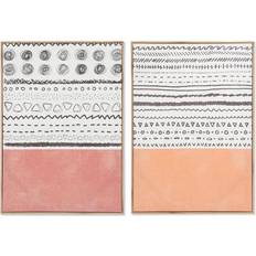 Orange Wall Decorations Dkd Home Decor Painting Set of 2 50 x 3 x 70 cm Framed Art
