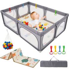 Playpen Costway Baby Playpen 206 x 147cm Extra Large Dark Grey