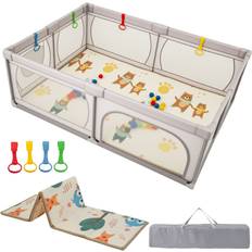 Costway Baby Playpen 206 x 147cm Extra Large Grey