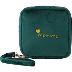 Green - Women Cosmetic Bags Greenzech Portable Velvet Multifunction Makeup Bag - Dark Green