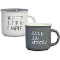 2pcs 350ml Matte Grey White Porcelain Mugs