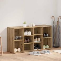 vidaXL Sko Bænk Med Hylde Andet Artisan Eg Opbevaringsbænk