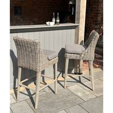 Beige Outdoor Bar Stools Solace+Co Amalfi Collection Outdoor Bar Stool