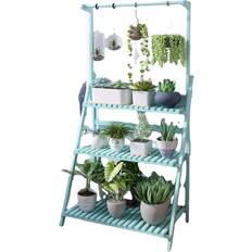 Pots, Plants & Cultivation Greenzech 3 Tiers Wood Plant Rack 100 cm