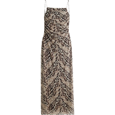 H&M Draped Mesh Strappy Dress - Beige/Patterned