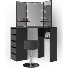 Vicco Modern Arielle Corner Black Dressing Table 54x110cm