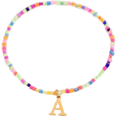 Shein pc Fashionable Style Elegant Womens Beach Vacation Style Gold Letters Pendant Colorful Elastic Beaded Anklet Suitable For Travelling And As Multicolor L,M,S,H,A,T,O,X,B,C,D,E,F,G,I,J,K,N,P,Q,R,U,V,W,Y,Z