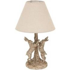 Desk Lamps Table Lamps Hill Interiors Stonewashed Marching Hares Linen Shade 20 x 20 x 48 cm Brown Table Lamp