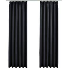 vidaXL Blackout With Hooks Black 140x175cm
