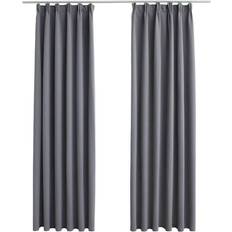 vidaXL Blackout With Hooks Grey 140x175cm