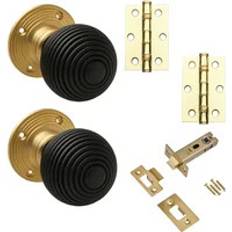 Doorknobs on sale Designer Levers Queen Anne Reeded Internal Door Pack Brushed Brass