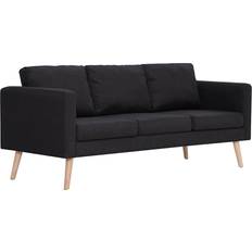 vidaXL Fabric Black Sofa 168cm 3 Seater