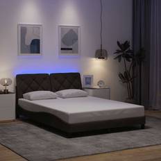 140 cm - 190 cm Senge vidaXL Sengeramme Med LED Uden Madras 140x190 cm Mørkebrun Rammeseng