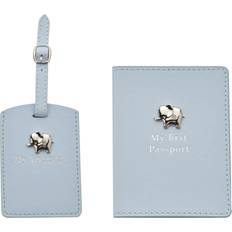 Blåa Passfodral Baby Passport Holder Luggage Tag Set - Blue
