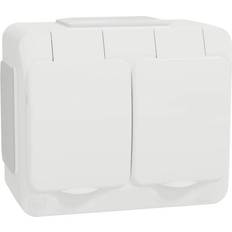 Schneider Electric IP44 Vägguttag Schneider Electric Aqua Stark 2 Väg Jordad Med Lock Vit