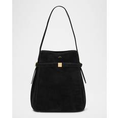 Toteme Belted Suede Bucket Bag - Black
