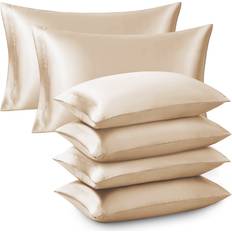 Stripes Pillow Cases Oxford Homeware Pack of 6 Beige Silk Pillowcases Pillow Case