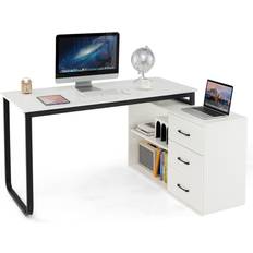 Costway L-Shaped Computer With 3 Drawers Writing Desk