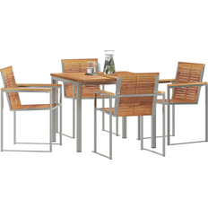 Garden & Outdoor Furniture vidaXL 5 Piece Garden Solid Wood Teak Patio Dining Set, 1 Table incl. 4 Chairs