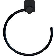 GoodHome Koros Matt Black Steel Towel Ring