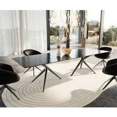 DeLife Esstisch Edge 300x100 Reliefglas Rauchschwarz Spisebord