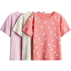 Florals Tops Children's Clothing H&M Printed Jersey Tops 3-pack - Pink/Floral (1282740001)