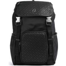 Monogram Twill Backpack With Double B - Black