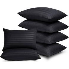 Stripes Pillow Cases Oxford Homeware Pack of 6 Black Stripe Satin Pillowcases Pillow Case